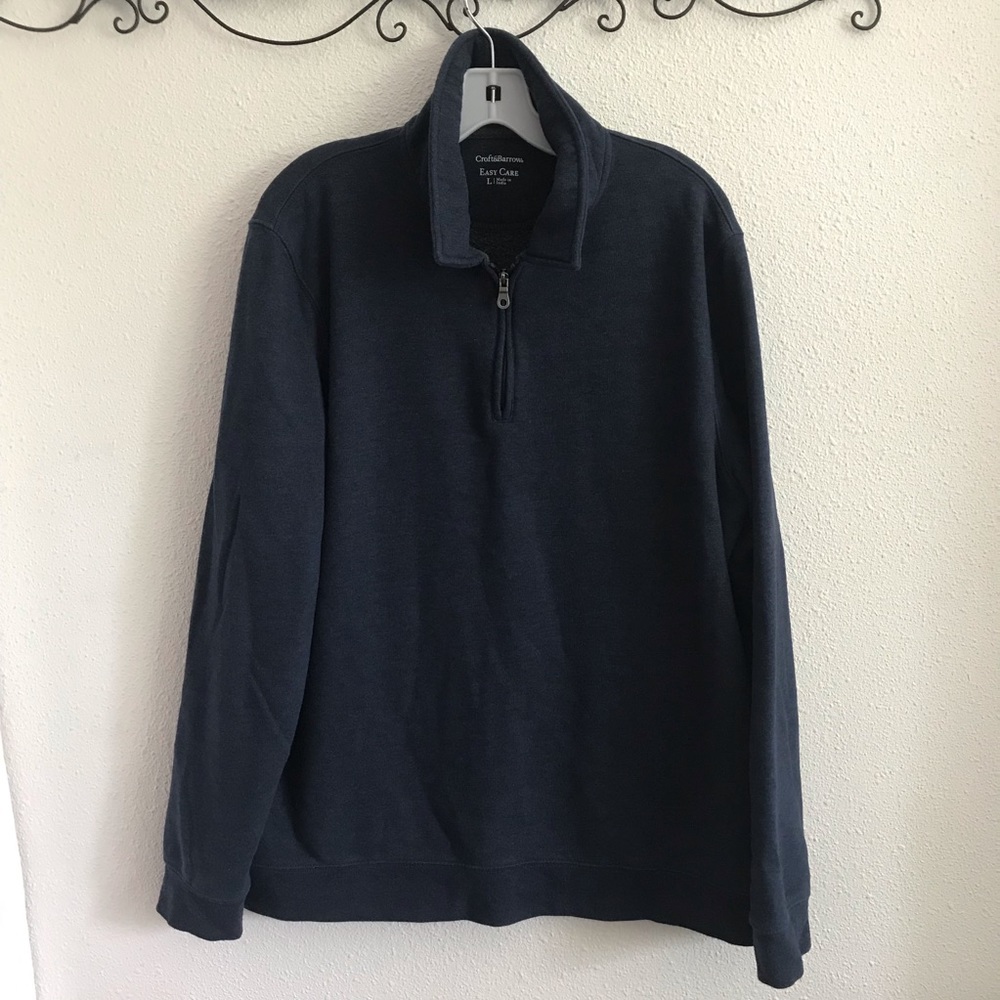 Croft and Barrows Men's 1/4 zip dark blue easy care sweater size L